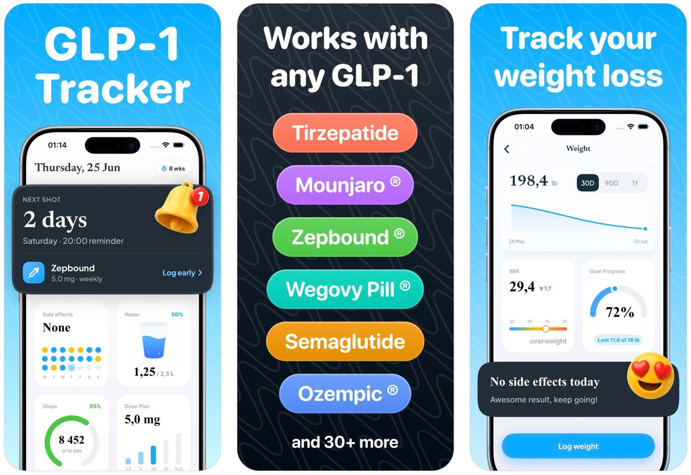 GLP-1 Tracker screenshots